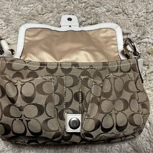 Coach Tan and Cream Signature Shoulder Bag